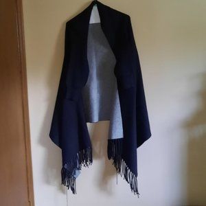 Wool Blend Cape with Sleeves